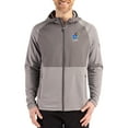 thumbnail image 1 of Men's Cutter & Buck Heather Gray Kansas Jayhawks Peshastin Eco Fleece Recycled Raglan Full-Zip Tri-Blend Hybrid Jacket, 1 of 2