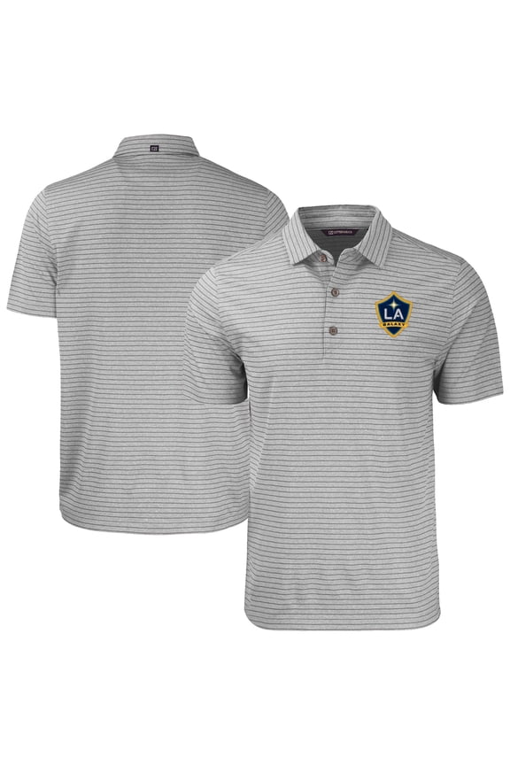 Men's Cutter & Buck Heather Gray LA Galaxy Forge Eco Stripe Stretch Recycled Tri-Blend Polo