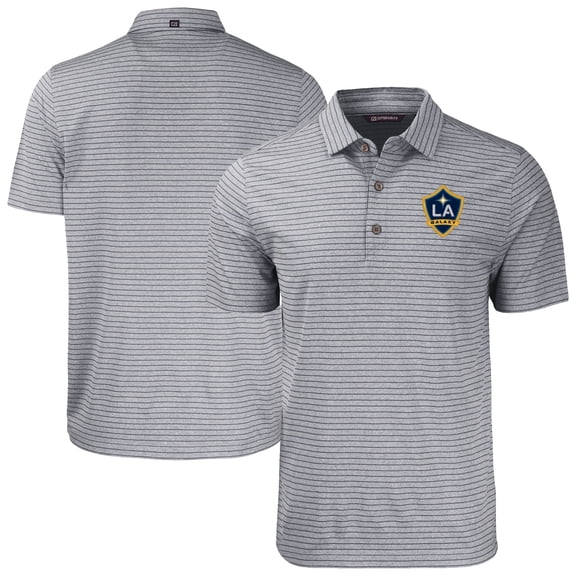 Men's Cutter & Buck Heather Gray LA Galaxy Forge Eco Stripe Stretch Recycled Tri-Blend Polo
