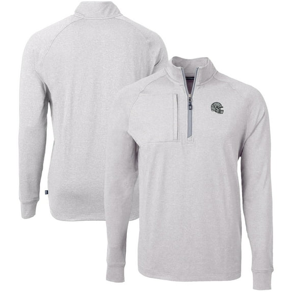 Men's Cutter & Buck Heather Gray Las Vegas Raiders Big & Tall Adapt Eco Raglan Quarter-Zip Jacket