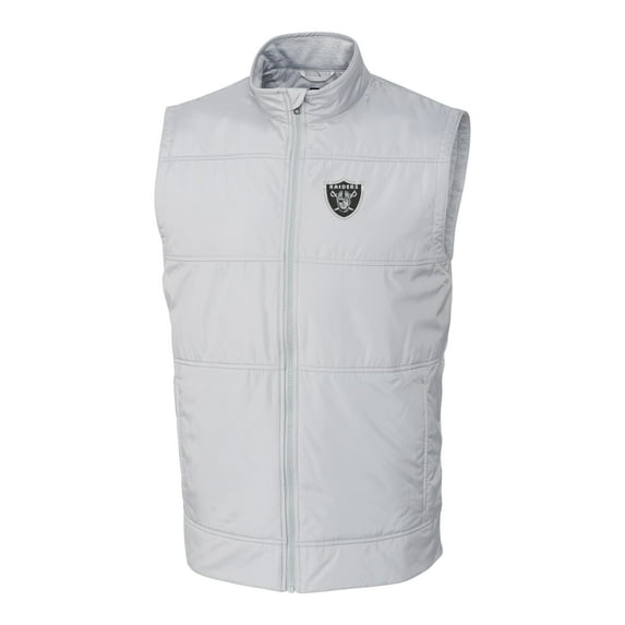 Men's Cutter & Buck Heather Gray Las Vegas Raiders Big & Tall Stealth Full-Zip Vest