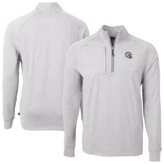 Men's Cutter & Buck Heather Gray Los Angeles Chargers Big & Tall Adapt Eco Raglan Quarter-Zip Jacket