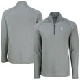 thumbnail image 1 of Men's Cutter & Buck Heather Gray Los Angeles Dodgers Peshastin Eco Fleece Recycled Raglan Quarter-Zip Top, 1 of 3