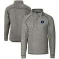 thumbnail image 1 of Men's Cutter & Buck  Heather Gray Michigan Wolverines Alumni Logo Mainsail Sweater-Knit Half-Zip Pullover Jacket, 1 of 3