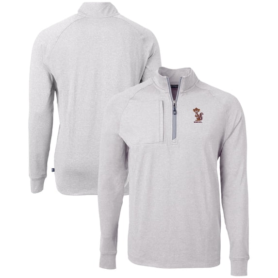 Men's Cutter & Buck Heather Gray Minnesota Golden Gophers Vault Adapt Eco Knit Heathered Recycled Raglan Quarter-Zip