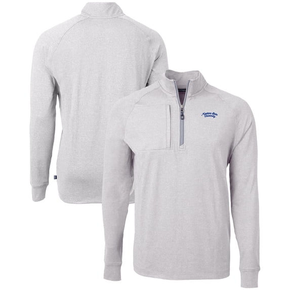 Men's Cutter & Buck Heather Gray Montana State Bobcats Vault Adapt Eco Knit Heathered Recycled Raglan Quarter-Zip Top