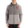 thumbnail image 1 of Men's Cutter & Buck Heather Gray Nebraska Huskers Peshastin Eco Fleece Recycled Raglan Full-Zip Tri-Blend Hybrid Jacket, 1 of 2