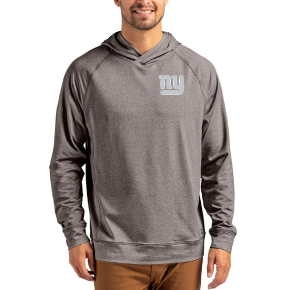 Men's Cutter & Buck Heather Gray New York Giants Adapt Knit Recycled Raglan Pullover Hoodie