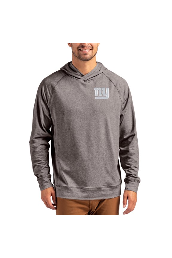 Men's Cutter & Buck Heather Gray New York Giants Adapt Knit Recycled Raglan Pullover Hoodie