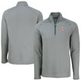 thumbnail image 1 of Men's Cutter & Buck Heather Gray New York Yankees Peshastin Eco Fleece Recycled Raglan Quarter-Zip Top, 1 of 3