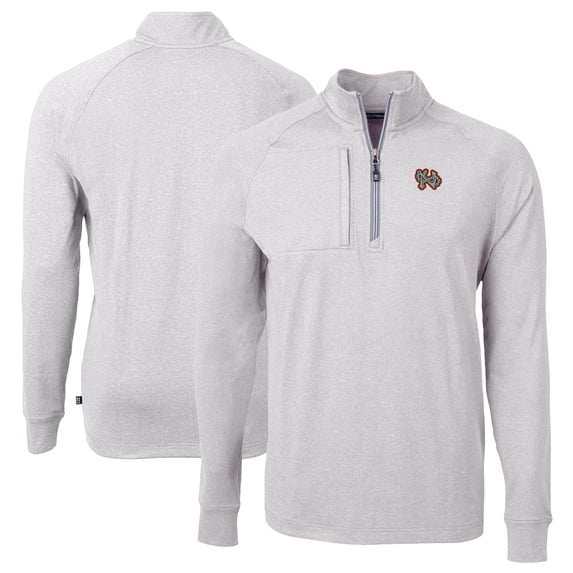 Men's Cutter & Buck Heather Gray Norfolk Tides Adapt Eco Knit Heather Big & Tall Quarter-Zip Pullover Top
