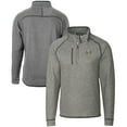 thumbnail image 1 of Men's Cutter & Buck  Heather Gray North Carolina Tar Heels Vault Mainsail Sweater-Knit Raglan Half-Zip Jacket, 1 of 3