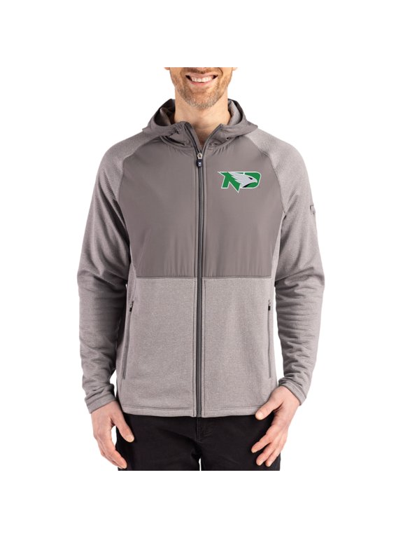 Men's Cutter & Buck Heather Gray North Dakota Peshastin Eco Fleece Recycled Raglan Full-Zip Tri-Blend Hybrid Jacket