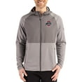thumbnail image 1 of Men's Cutter & Buck Heather Gray Ohio State Buckeyes Peshastin Eco Fleece Recycled Raglan Full-Zip Tri-Blend Hybrid, 1 of 2