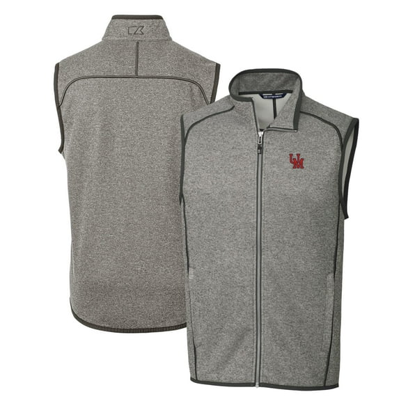Men's Cutter & Buck Heather Gray Ole Miss Rebels Mainsail Sweater-Knit Big & Tall Full-Zip Vest