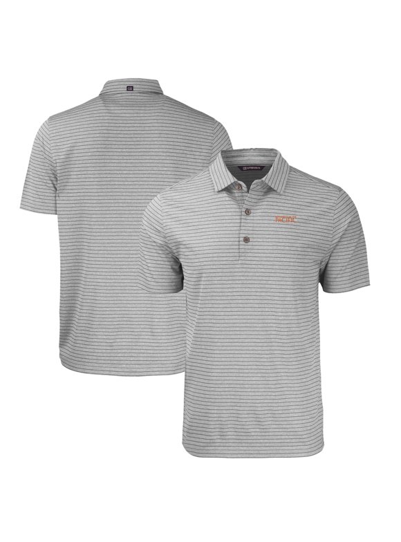 Men's Cutter & Buck  Heather Gray Pacific Tigers Big & Tall Forge Eco Heather Stripe Stretch Recycled Polo