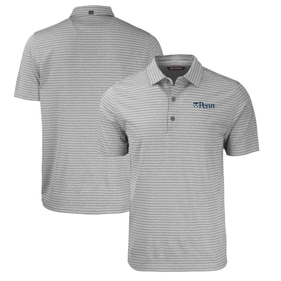 Men's Cutter & Buck Heather Gray Pennsylvania Quakers Big & Tall Forge Eco Heather Stripe Stretch Recycled Polo