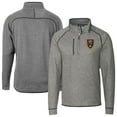 thumbnail image 1 of Men's-Cutter & Buck  Heather Gray Real Salt Lake Mainsail Sweater-Knit Half-Zip Raglan Jacket, 1 of 3