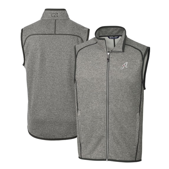 Men's Cutter & Buck Heather Gray Reno Aces Mainsail Sweater-Knit Full-Zip Vest