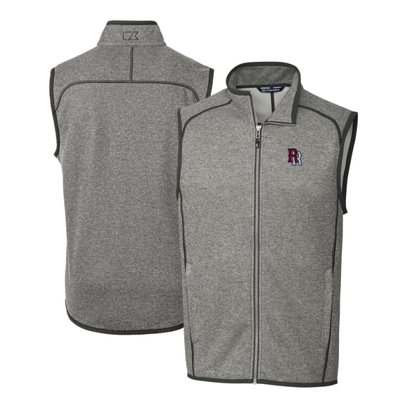 Men's Cutter & Buck Heather Gray Round Rock Express Mainsail Sweater-Knit Full-Zip Vest