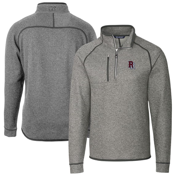 Men's Cutter & Buck Heather Gray Round Rock Express Mainsail Sweater-Knit Half-Zip Pullover Jacket