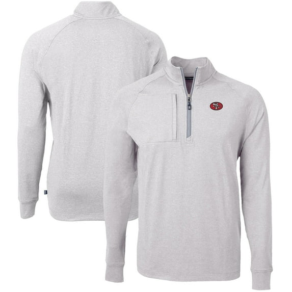 Men's Cutter & Buck Heather Gray San Francisco 49ers Big & Tall Adapt Eco Raglan Quarter-Zip Jacket