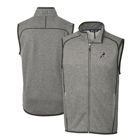 Men's Cutter & Buck Heather Gray Springfield Cardinals Mainsail Sweater-Knit Full-Zip Vest