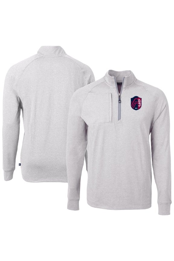 Men's Cutter & Buck Heather Gray St. Louis City SC Big & Tall Adapt Eco Knit Quarter-Zip Top