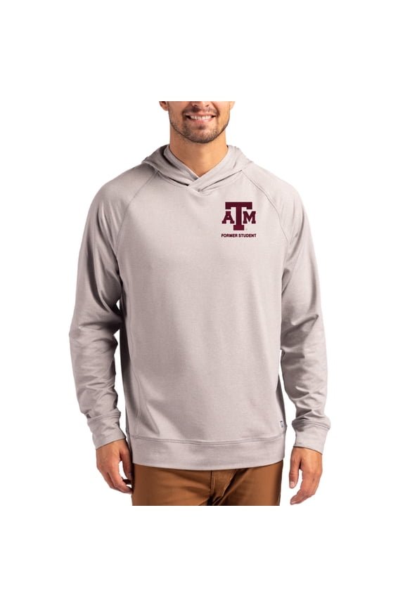 Men's Cutter & Buck Heather Gray Texas A&M Aggies Alumni Logo Adapt Knit Raglan Pullover Hoodie