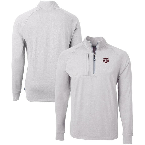 Men's Cutter & Buck Heather Gray Texas A&M Aggies Big & Tall Adapt Eco Knit Quarter-Zip Pullover Top