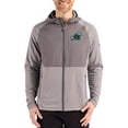 thumbnail image 1 of Men's Cutter & Buck Heather Gray Tulane Green Wave Peshastin Eco Fleece Recycled Raglan Full-Zip Tri-Blend Hybrid Jacket, 1 of 2