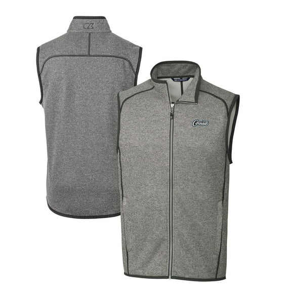 Men's Cutter & Buck Heather Gray UCF Knights Citronaut Mainsail Sweater-Knit Fleece Full-Zip Vest