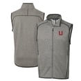 thumbnail image 1 of Men's Cutter & Buck Heather Gray Utah Utes Mainsail Sweater-Knit Big & Tall Full-Zip Vest, 1 of 3
