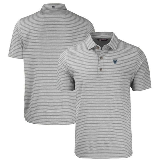 Men's Cutter & Buck Heather Gray Villanova Wildcats Big & Tall Forge Eco Heather Stripe Stretch Recycled Polo