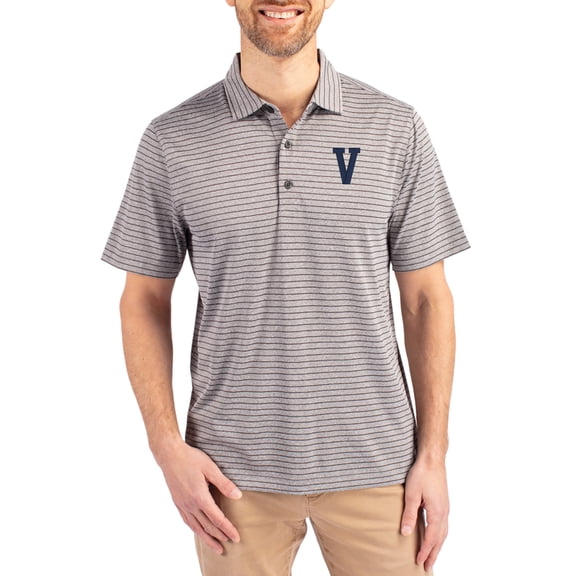 Men's Cutter & Buck Heather Gray Villanova Wildcats Forge Eco Heather Stripe Stretch Recycled Polo
