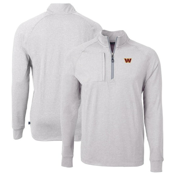 Men's Cutter & Buck Heather Gray Washington Commanders Big & Tall Adapt Eco Knit Quarter-Zip Pullover Top