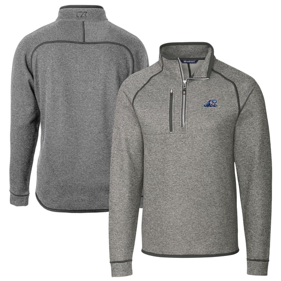 Men's Cutter & Buck Heather Gray West Michigan Whitecaps Big & Tall Mainsail Sweater-Knit Half-Zip Pullover Jacket