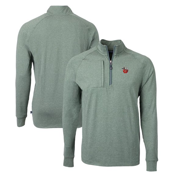 Men's Cutter & Buck Heather Green Fort Wayne TinCaps Adapt Eco Knit Heather Recycled Quarter-Zip Pullover