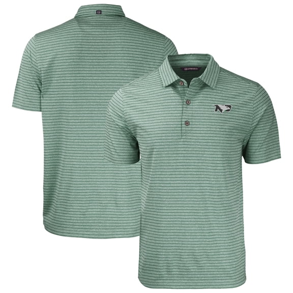 Men's Cutter & Buck Heather Green North Dakota Forge Eco Double Stripe Stretch Recycled Polo
