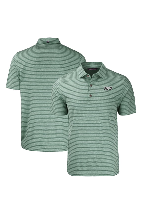 Men's Cutter & Buck Heather Green North Dakota Forge Eco Double Stripe Stretch Recycled Polo