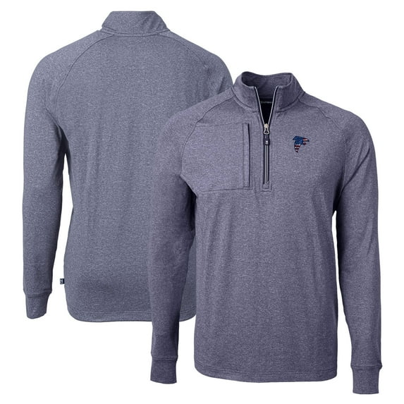 Men's Cutter & Buck Heather Navy Atlanta Falcons Adapt Eco Knit Quarter-Zip Pullover Top
