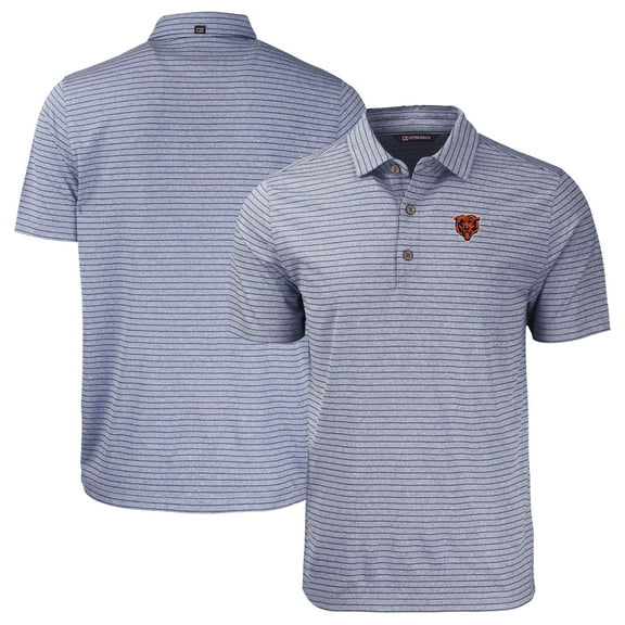 Men's Cutter & Buck Heather Navy Chicago Bears Throwback Forge Eco Heather Stripe Stretch Recycled Polo