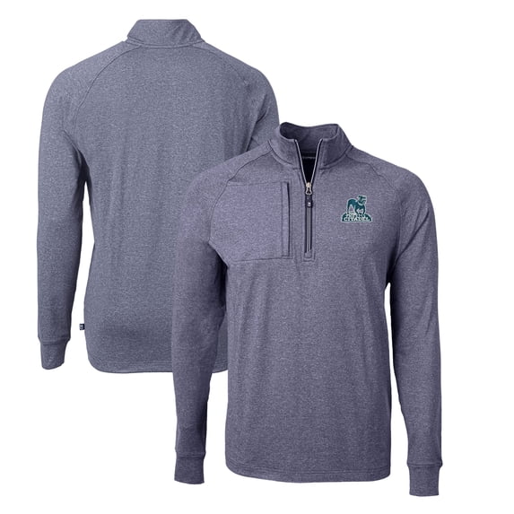 Men's Cutter & Buck Heather Navy Citadel Bulldogs Big & Tall Adapt Eco Knit Heather Quarter-Zip Top