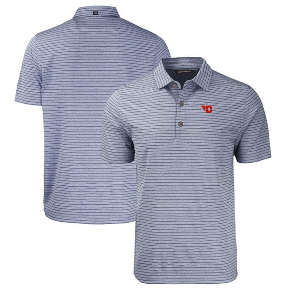 Men's Cutter & Buck Heather Navy Dayton Flyers Big & Tall Forge Eco Stripe Stretch Recycled Polo