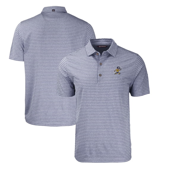 Men's Cutter & Buck Heather Navy ETSU Buccaneers Big & Tall Forge Eco Stripe Stretch Recycled Polo