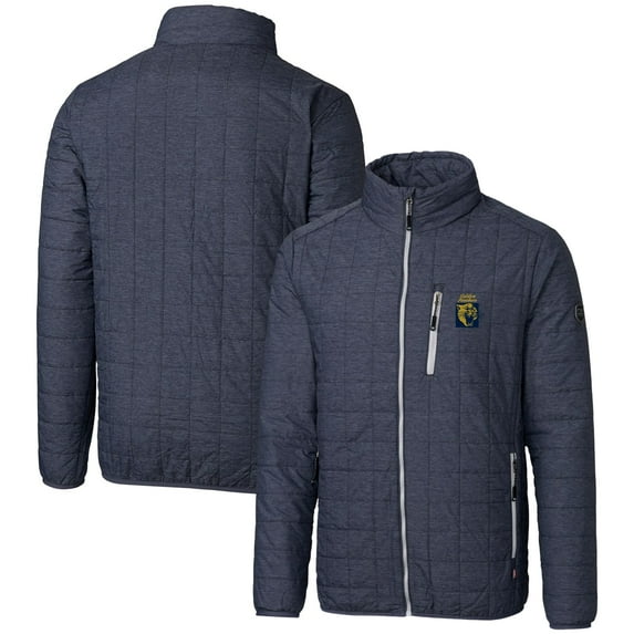 Men's Cutter & Buck Heather Navy FIU Panthers Team Logo Big & Tall Rainier PrimaLoft Eco Insulated Full-Zip Puffer