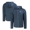 thumbnail image 1 of Men's Cutter & Buck Heather Navy Kansas City Royals Mainsail Full-Zip Hooded Jacket, 1 of 3