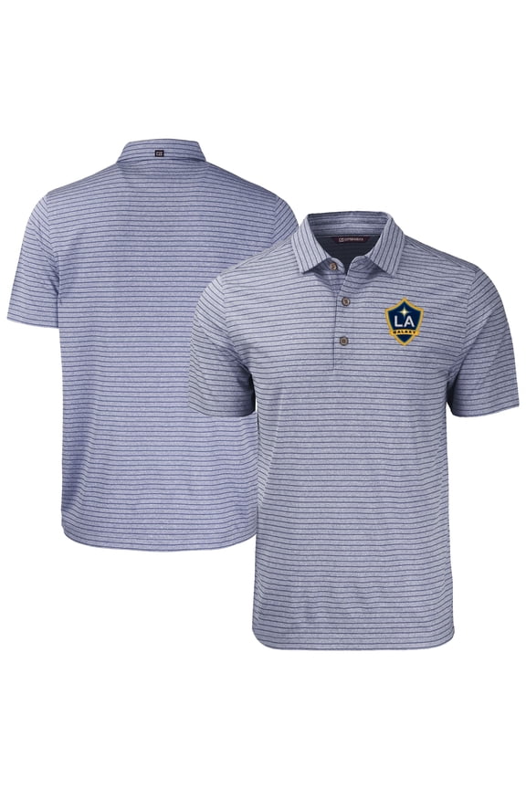 Men's-Cutter & Buck  Heather Navy LA Galaxy Big & Tall Forge Eco Heather Stripe Stretch Recycled Polo