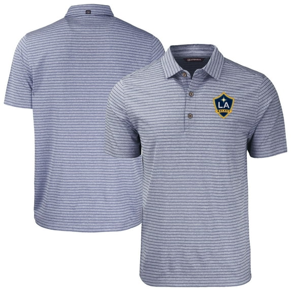 Men's Cutter & Buck Heather Navy LA Galaxy Forge Eco Stripe Stretch Recycled Tri-Blend Polo