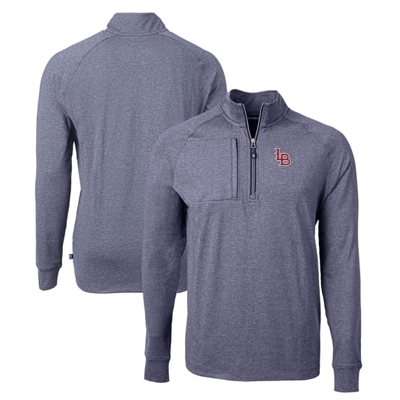 Men's Cutter & Buck Heather Navy Louisville Bats Adapt Eco Knit Heather Recycled Quarter-Zip Pullover